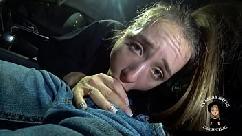 Girl sucked hard dick of a in a car